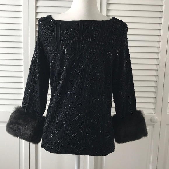 TAKAKO SAKON Black Beaded Embroidered Sweater - Picture 6 of 7